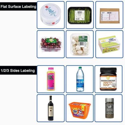 自动平面贴标，塑料圆瓶方瓶贴标机，带日期代码打印机