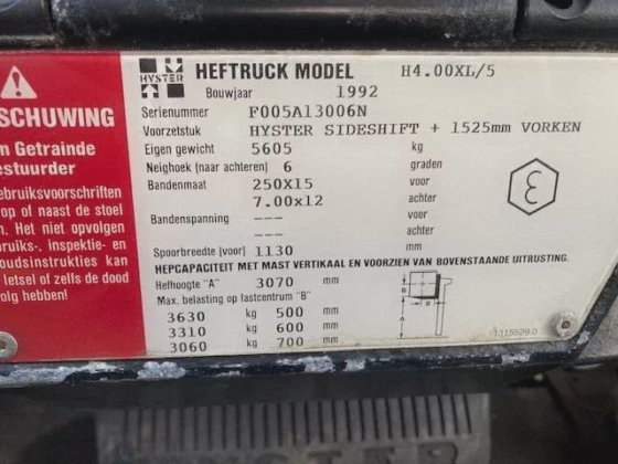 1992 Hyster H 4.00XL/5