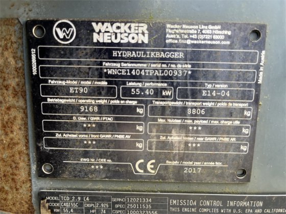 2017 Wacker Neuson ET 90