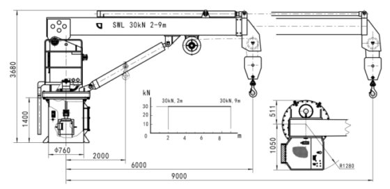 船用伸缩式起重机