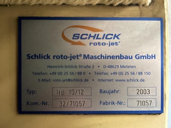 2003 SCHLICK ROTO-JET HB-10/12-5.2/2/11