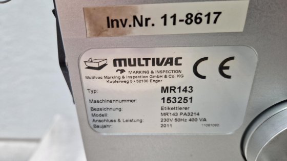 MULTIVAC MR143 ラベラー タンパーエビデント トップフラップ