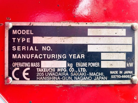 2016 Takeuchi TB280FR