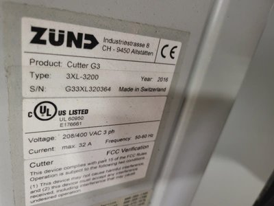 2016 Zund G3 XL-3200 in Valley Cottage, NY, USA