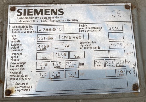 2016年西门子汽轮机