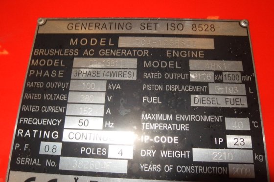 2008年Denyo发电机DCA-125esei -