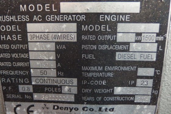 2008年Denyo发电机DCA-125esei -
