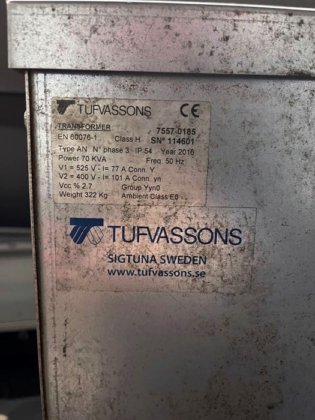 2016 Transformator TUFVASSONS 70kVA; 525/400V