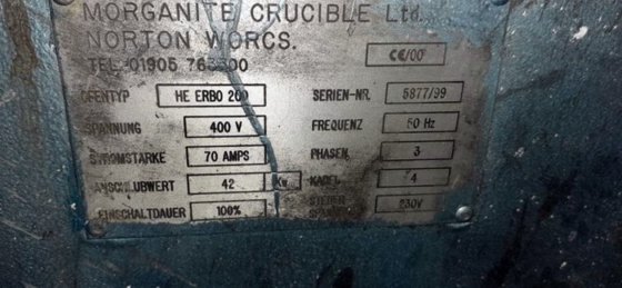 固定溶解炉 MORGAN 電気式 200kg