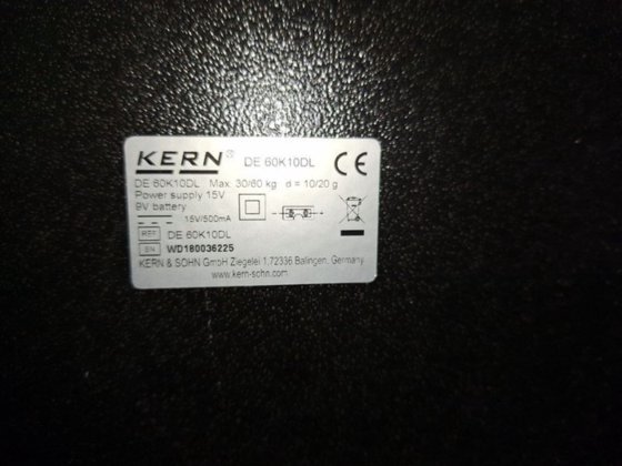 最大平台平衡 KERN30/60 千克