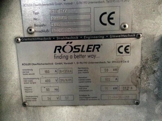 2007 RÖSLER抛丸室，3台涡轮机，载荷1500公斤