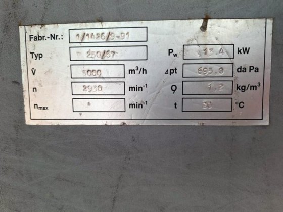 1991 5000m3/h 13,4kW