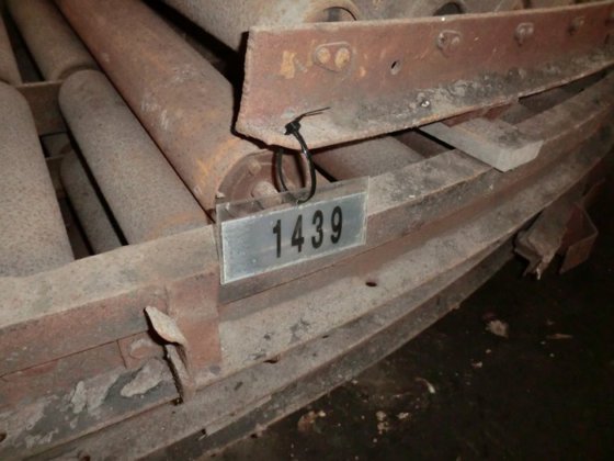 ローラコンベヤカーブ、幅1000mm、45度