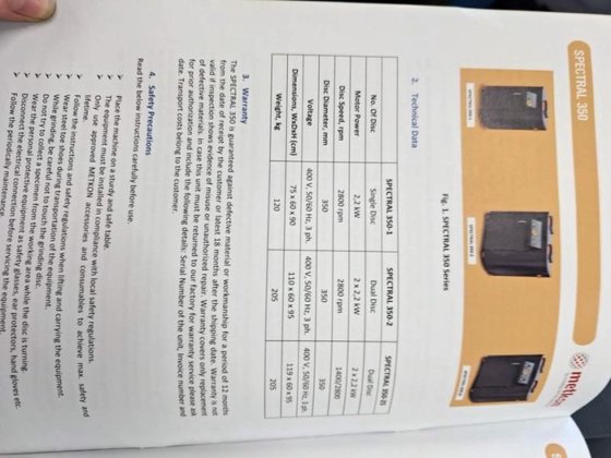 直径 350 毫米的 METKON 双面磨光机