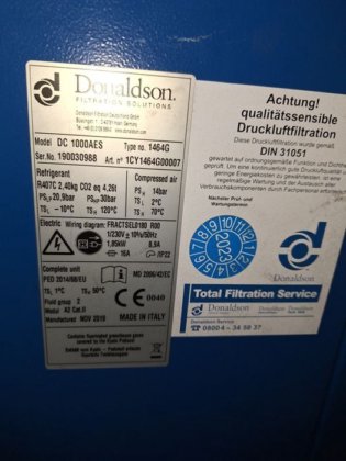 Buran 制冷压缩空气干燥机 DONALDSON DC 1000