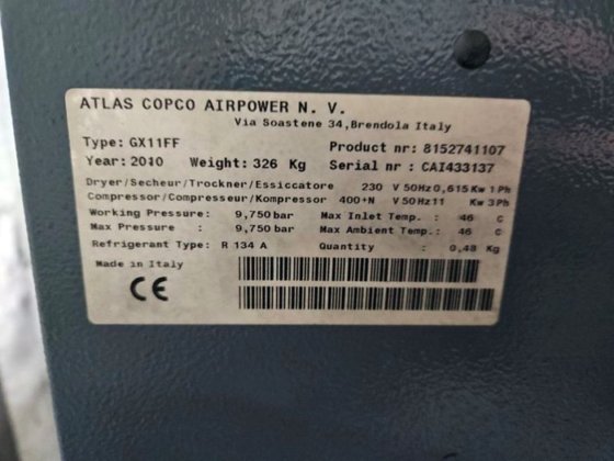 2010 Kompressor ATLAS COPCO GX11FF