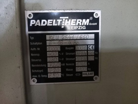 2001 PADELTHERM 650°C 气体电处理炉