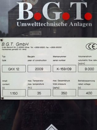 2009 氨气清洗机 BGT，9000 m³/h