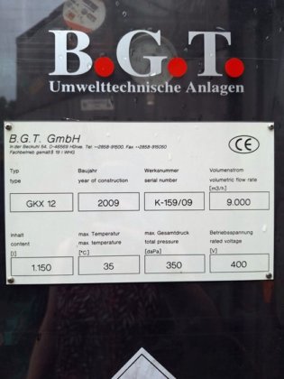 2009 氨气清洗机 BGT，9000 m³/h