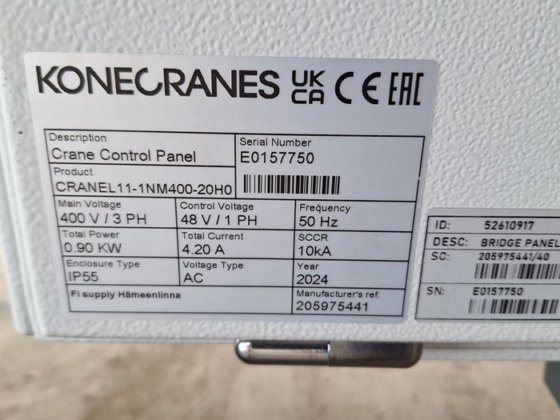 新型悬挂式起重机 2t KONE CRANES; 3825mm