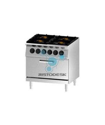 Nuova Cucina professionale 4 fuochi con forno-elettrico statico-4 fuochi  doppia corona-potenza 22kw+3kw-cm80x70x90h in Campania, Italia