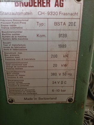 1989 BRUDERER BSTA 20 E