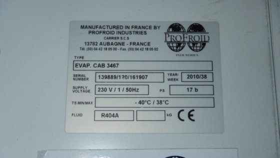 2010 PROFROID CAB 3467 E