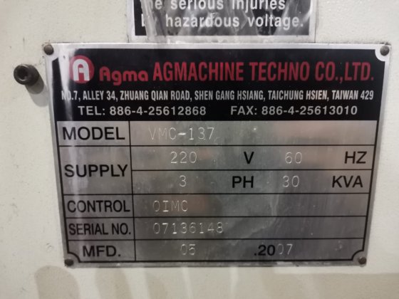 Agma VMC 137 CNC Milling