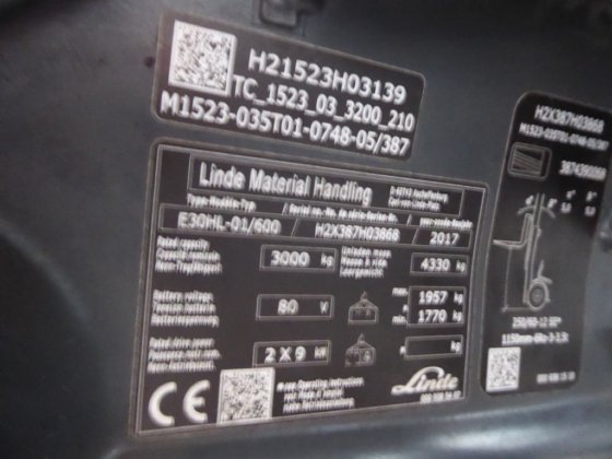 2017 Linde E30HL-01/600