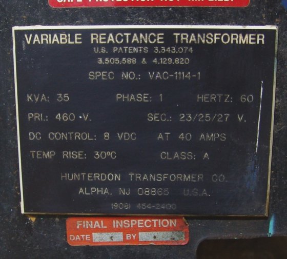 Transformador de reactancia variable Hunterdon