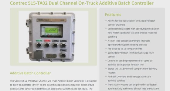 Contrec Thermo Scientific 515 Flow On-Truck Additive Batch Controller ...