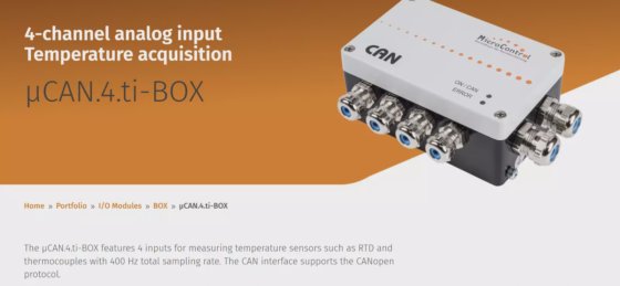 MicroControl µCAN.4.ti-BOX 4-channel i/o Analog