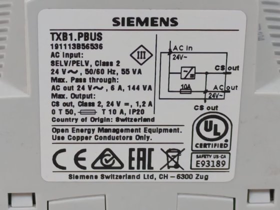 Siemens TXB1.PBUS P-Bus Interface Module