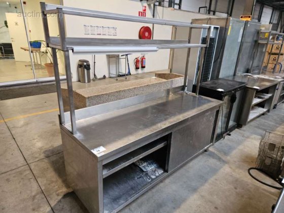stainless steel workbench with chef's rack in Aartselaar, Belgium