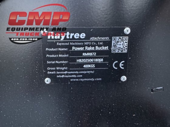 2025 Raytree RMRB72 Skidsteer 动力耙斗附件