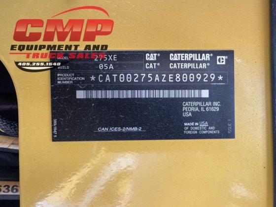 2025 Cat 275XE 高流量驾驶室 A/C