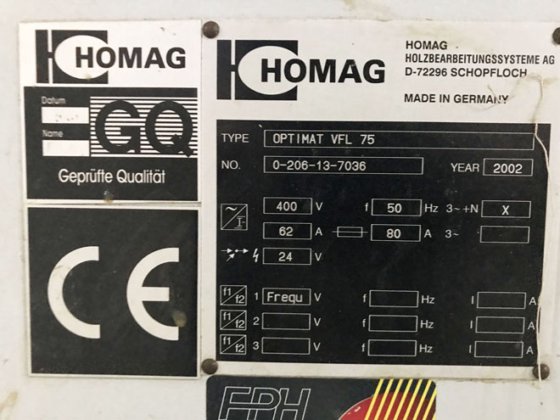 2002 HOMAG OPTIMAT VFL75