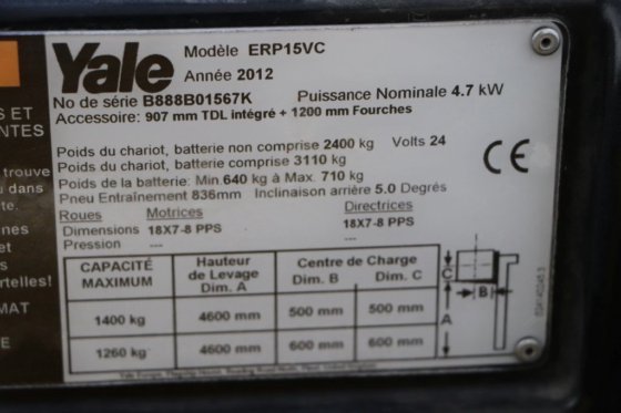 2012 YALE ERP15 VC