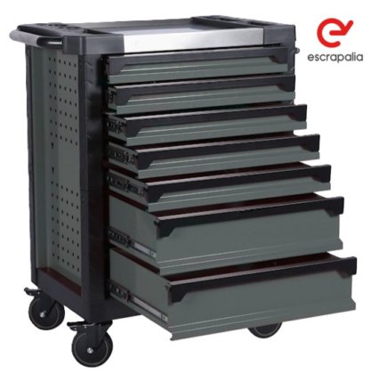 带工具和锁定扳手的 7 抽屉工具车（新）