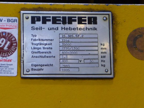 1995 PFEIFER 15 コイル用グリッパー
