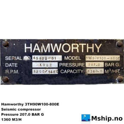 1992 Hamworthy Seismic compressor