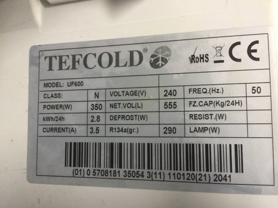 2011年Tefcold UF600冷冻箱