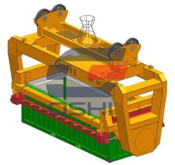 适用于处理散装货物的敞顶集装箱的旋转式集装箱吊具