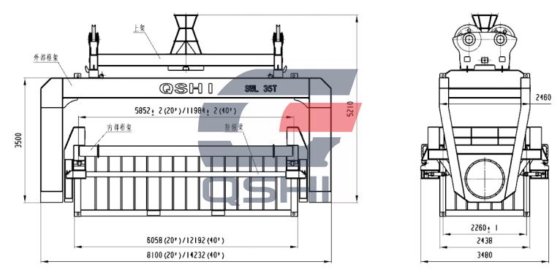 适用于处理散装货物的敞顶集装箱的旋转式集装箱吊具