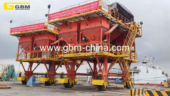 Gbm 20立方米移动式环保料斗在港口用于处理熟料