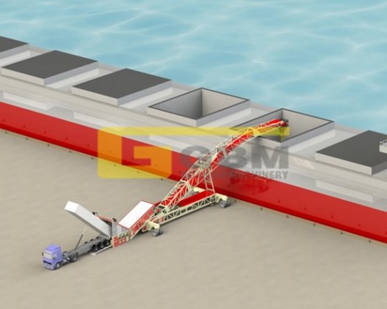 高效港口装船机，适用于煤炭/粮食及散货装船，配有给料机