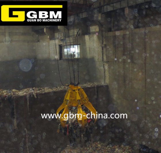 3～8m3 電動油圧式オレンジピールグラブ（ゴミ収集用）