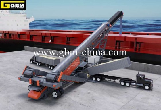 港湾で使用される資材フィーダー付きGbm 1500tphシップローダー