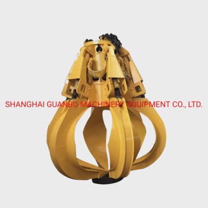 桥式起重机橙色抓斗，用于钢材