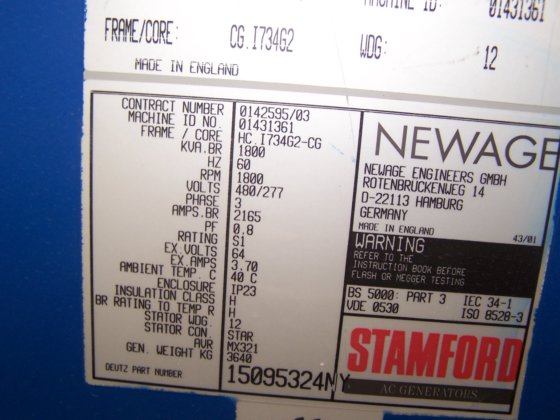 STAMFORD, EINDE GENERATOR